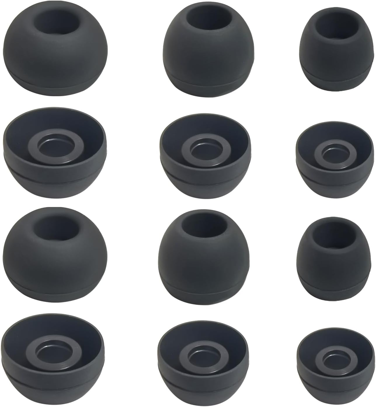 Silicone Universal Earbuds Tips Replacement for True Wireless Ear Tips Replacement Fit 4.5mm-6mm Nozzle 6 Pairs LMS Black