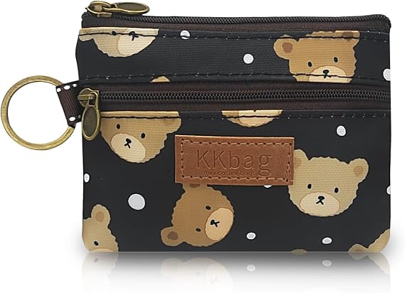 Coin Bag, Waterproof Coin Wallet Small Coin Purse with Zipper and Keyring, Cute Coin Pouch for Women and Girls, Change Purse Mini Storage Bag for Coin, Cards, Lipsticks, Keys (black)