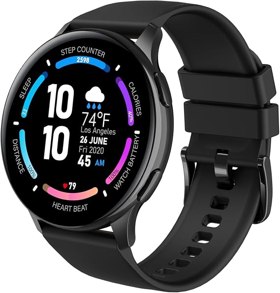 3Plus Callie Smartwatch with 1.43" Round AMOLED Display/Answer & Make Calls/Sleep Monitoring/Heart Rate/IP68 Waterproof/100+ Workout Modes/Quick Reply/iOS and Android
