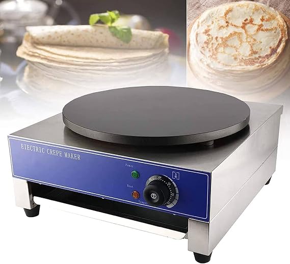 Electric Crepe Maker, 15.7 Commercial Electric Crepe Maker Pancake Griddle Machine Single Hotplate Non Stick, for Pancake, Blintz, Chapati 2800W,110V