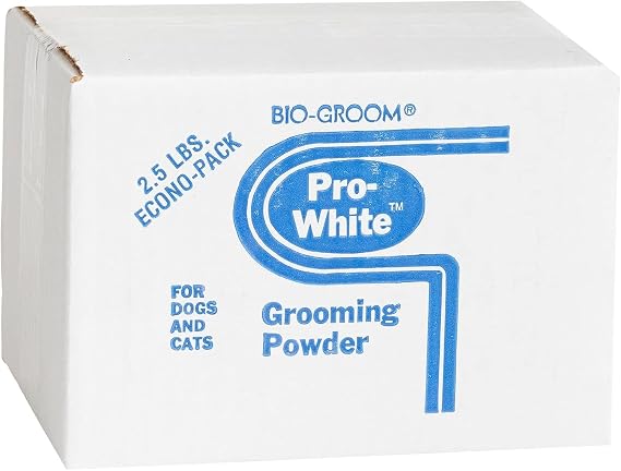 Bio-Groom Pro-White Dog Grooming Powder, Harsh Coat Defense, 2.5 lb | Dog Bathing Supplies, Puppy Wash, Cat & Grooming Supplies, Cruelty-Free, Made in USA, Powder for Odor, Box
