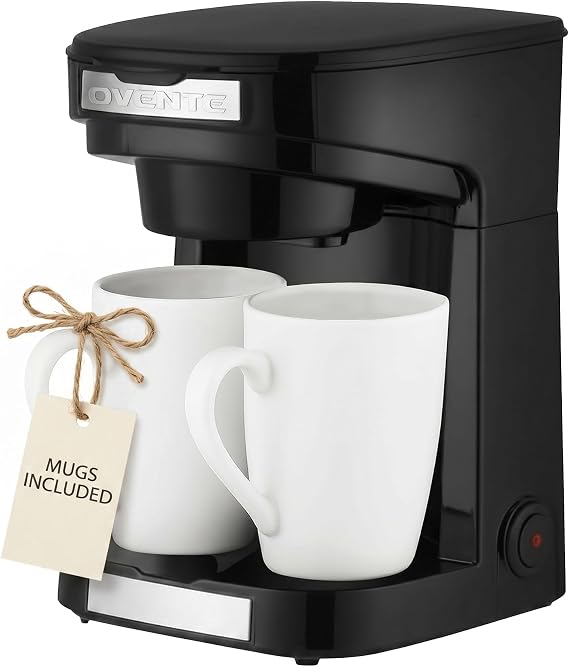 OVENTE Dual Drip Coffee Maker with Easy On/Off Switch, Black CMDD2MB