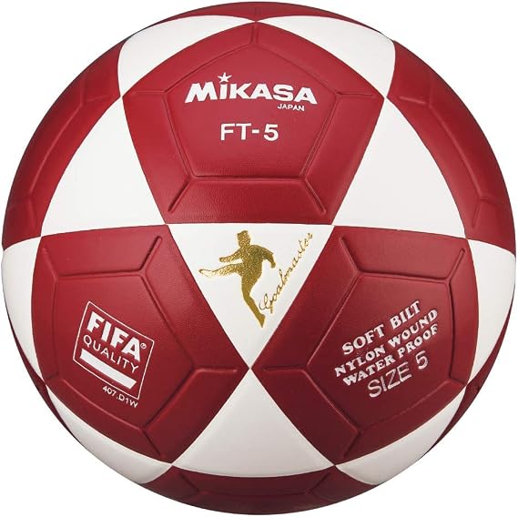 Mikasa FT5 Goal Master Soccer Ball Size 5, Official Footvolley Ball White Red