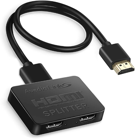avedio links HDMI Splitter 1 in 2 Out [with 4 Ft Hdmi Cable], Mirror Only | Not for Extended Display, 4K 1x2 HDMI Splitter 1 to 2 for 3D 1080P@60Hz, Copy 1 Source to 2 Displays at The Same Time