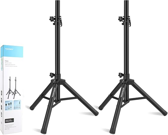 Vondynote Tripod Speaker Stands Pair 33.5"-53.5" PA DJ Mini Speaker Stands | 35mm Pole Mount, Short Mini Speaker Mount Stand Pair, Adjustable Height