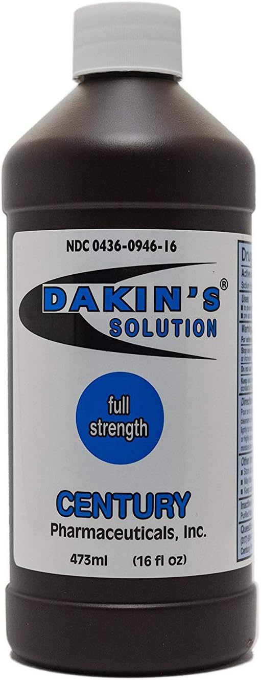 Dakin's Solution-Full Strength 304360946160 Sodium Hypochlorite 0.5% Wound Therapy for Acute and Chronic Wounds 2 Bottles