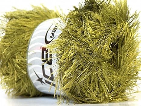 100 Gram Olive Green Eyelash Yarn Ice Fun Fur 164 Yards 22739