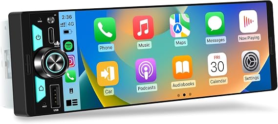 Single Din CarPlay Multimedia Receiver: 6.5" Wireless Android Auto Stereo