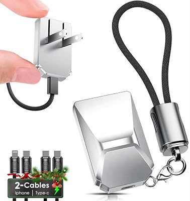 USB C Charger for iPhone 1615 Charger Fast Charging,GaN Keychain Design Fast Wall Charger Block with USB C to C & C to Lightning Cable, Christmas Gift for Men,Foldable and Compact for iPhoneSilvery