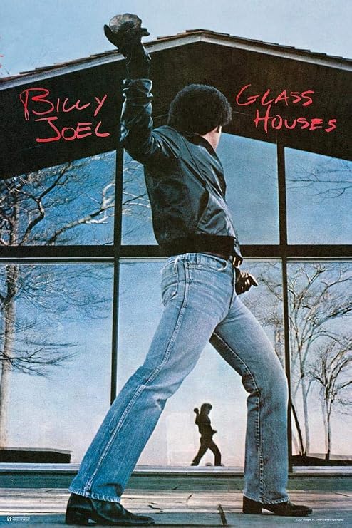 Laminated Billy Joel Poster Glass Houses Album Cover Classic Rock Posters Vintage Music Decor Dry Erase Wall Art 16x24