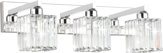 Aipsun Black Vanity Light Bathroom Lighting Fixtures 3 Light Crystal Modern Bathroom Vanity Light (Exclude Bulb)