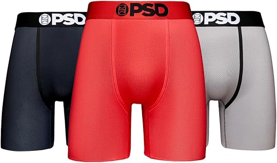 PSD Underwear Mens Boxer Briefs - Athletic Micromesh Boxer Briefs, Standard Length, Soft & Breathable Boxer Briefs for Men