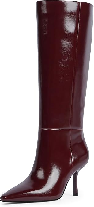 Modatope Knee High Boots Women Square Toe Stiletto Tall Boots Side Zipper Dressy Boot for Women