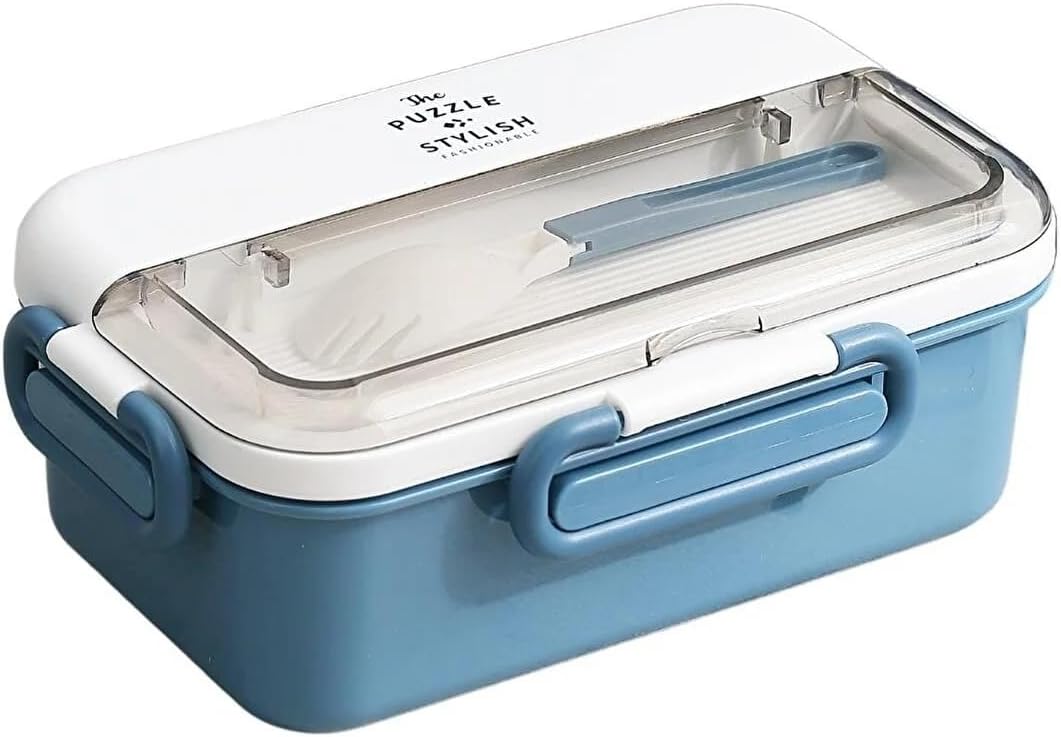 Vagonlife Bento 900ml Lunchbox 1 Katlı 3 Bölmeli Çelik Sefer Tası Yemek Kutusu (Mavi)