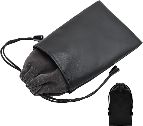 iflytek Durable Protective Bag Language Translator Device, Large 7x4 inches Drawstring Pouch, Premium Velvet & Leather, Waterproof & Dustproof, Black