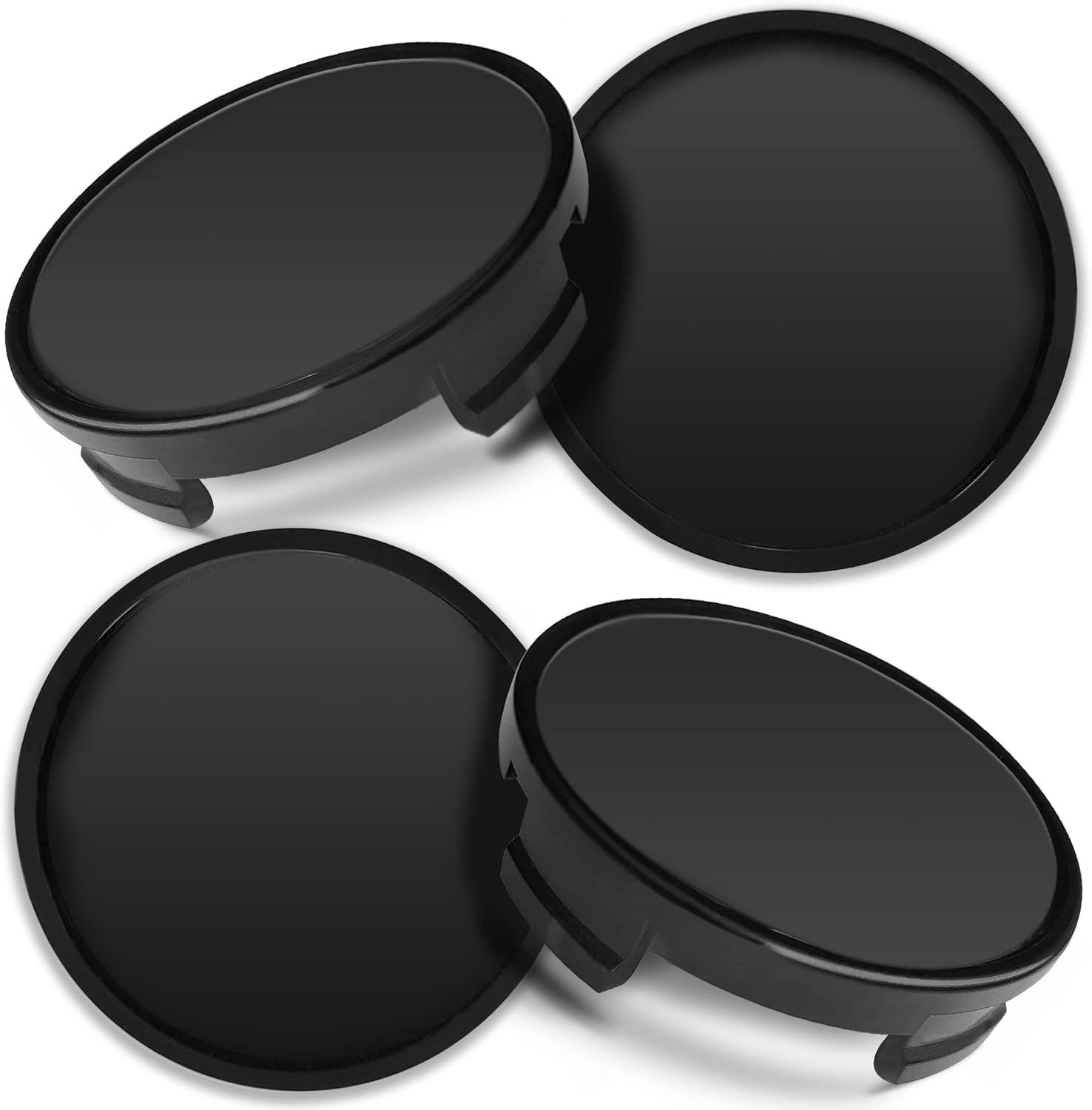 4 x Center Hubcaps, Compatible with Ford Centre Caps for Alloy Wheels, 54 mm, Silver, Black CF 0