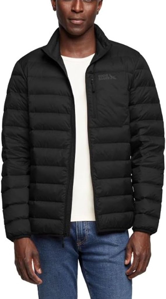 Eddie Bauer Men's Down Packable Jacket (US, Alpha, Large, Regular, Regular, Black)