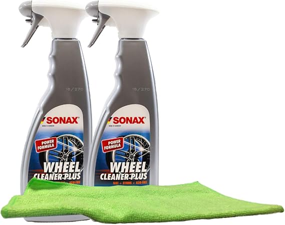 Sonax Wheel Cleaner Plus (25.4 oz) Bundle with Microfiber Cloth (3 Items)