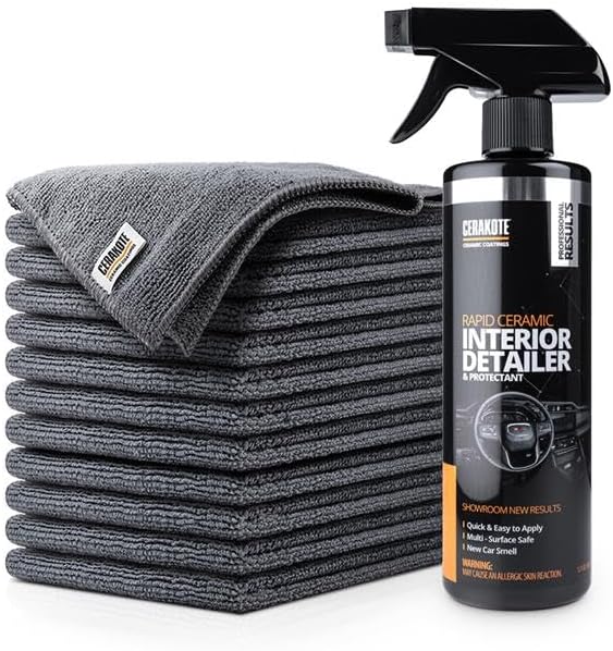 CERAKOTE Interior Car Care Bundle, Interior Detailer Spray and 12 Towels