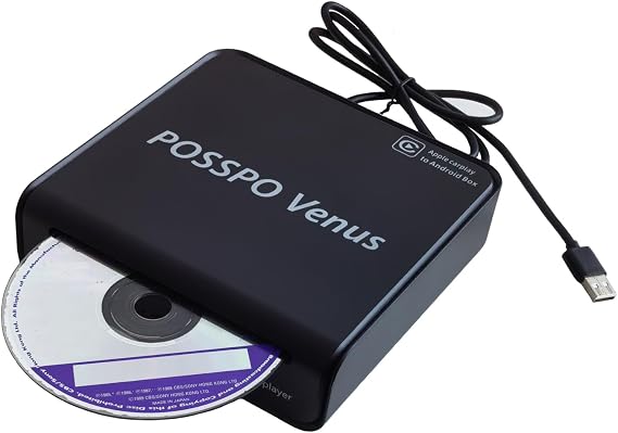 Venus CD DVD Player for Car with USB Port, Portable External CD Player for Car with Wired Apple CarPlay