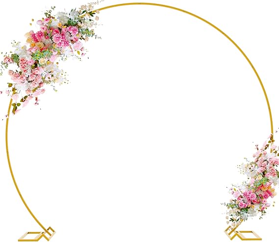 Wokceer Round Backdrop Stand 8FT Gold Wedding Balloon Arch Stand for Party