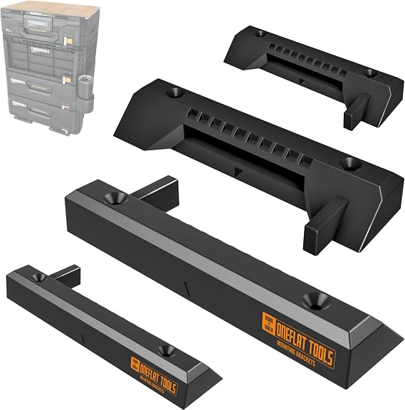 Set of 4 StackTech Compatible Holders ABS Extruded Strong Fixing Bracket Mount | For Wall Mounting, Vehicle Mounting, Garage Storage | One-Touch Fixation for Tough Build StackTech Toolbox