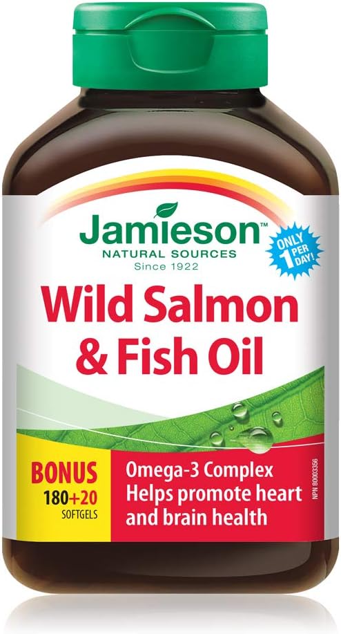 Jamieson Wild Salmon &amp; Fish Oils Omega-3 Complex 1000 mg, 200 soft-gels