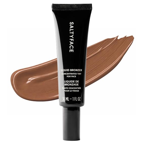 SALTYFACE - Liquid Bronzer - Concentrated Tint for Face - Universal Shade - Bronzing Drops - Helps Even Skin Tone - Lightweight - Hyaluronic Acid & Niacinamide - Vegan Skin Care - 1 FL OZ (30 ML)