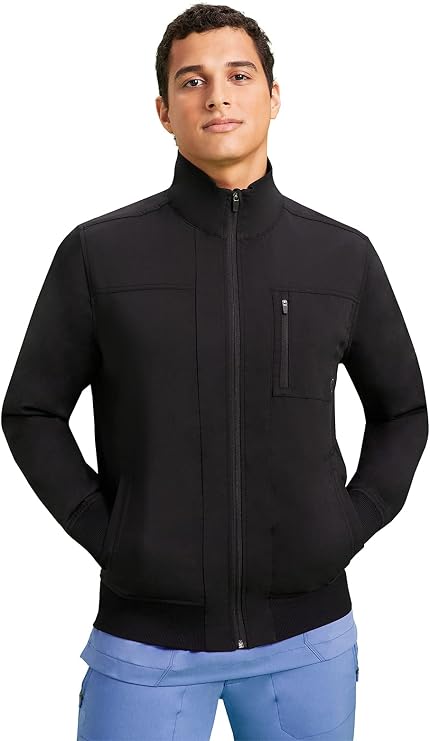 Healing Hands Purple Label Scrub Jacket for Men Bomber Style 6 Pockets | Breathable, 2-way Stretch Fabric, Lasting Comfort, Pockets with D-ring, Rib-knit Cuffs and Waistband, Machine Wash