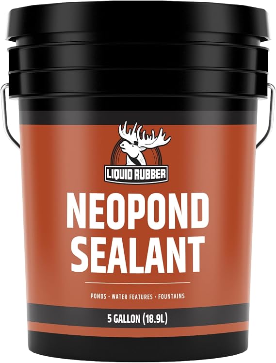 Liquid Rubber NeoPond Waterproof Pond Sealant, Fish/Plant Safe, 5 Gallon | Black Waterproofing Membrane Sealer for Koi Ponds, Water Gardens, Waterfalls and Water Features. Fish and Plant Safe
