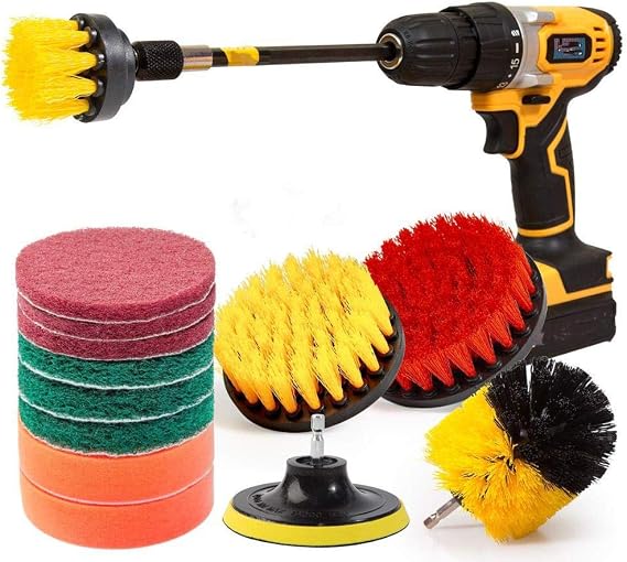 14Piece Drill Brush Attachments Set, Cleaning Brushes Scrub Brush for Drill Bathroom Tub Shower Grout Tile Drill Brush Scrubber Cleaning Kit Drill Scrub Brush Attachment