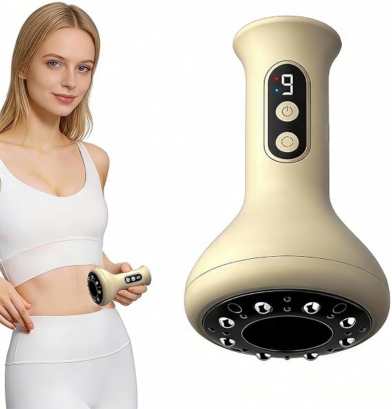 Smart Cupping Massager with 9 Adjustable Suction Levels, Electric Vacuum Cupping Set with Heat & Scraping Function, Rechargeable Deep Tissue Massager for Muscle Knots, Cellulite, Body Relaxation