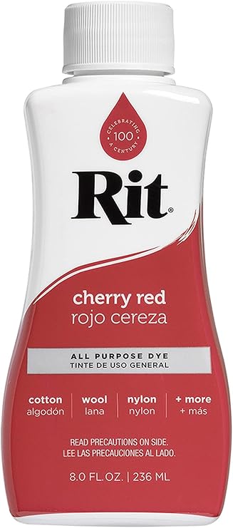 Rit All Purpose Liquid Dye - Cherry Red, 8 oz (Brand: Rit, Compatible Material: Wood, Plastic, Item Type: Fabric-Dyes, Color: Cherry Red)