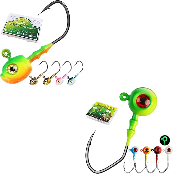 LUCKYFISHING Round Jig Heads 1/4oz(7g)-30Pcs & Swimbait Jig Heads 1/4oz(7g)-30Pcs Assorted Colors