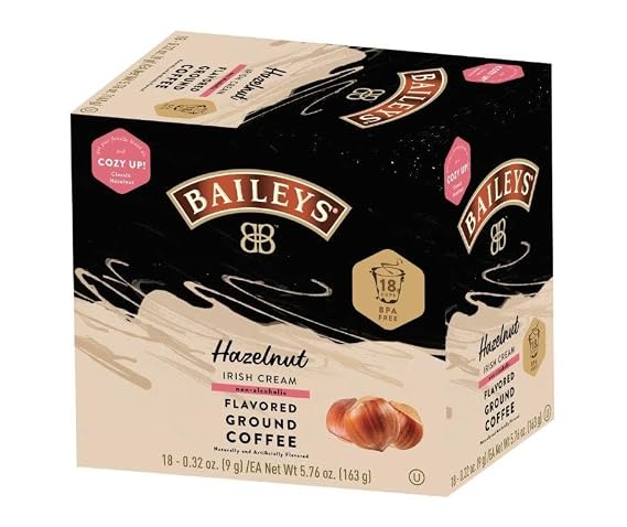 Bailey's Coffee, Hazelnut Irish Cream Flavored Single Serve Coffee Pods (for Keurig K-Cup Brewers) - 18 Count