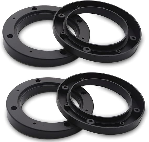 AnRui 6.5 Inch Universal Fit Car Speaker Spacer Adaptor Ring Mounting Bracket Plastic Black Car Stereo Speakers Spacer, 4Pcs