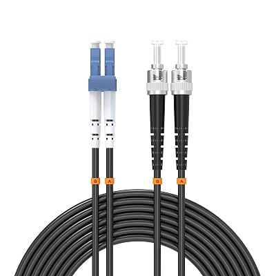 LC to ST UPC Fiber Optic Internet Cables, Simplex - 9125m Fiber Optic Jumper Optical Patch Cord,TPU Black Industrial Outdoor Armored Single Mode Cord Patch Cable 6Meter19.69ft