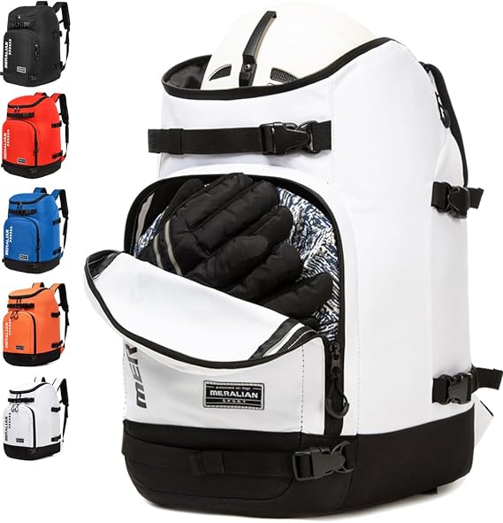 Ski Boot Bag - 50L Ski Boot Travel Backpack Waterproof Snowboard Boot Backpack for Travel Stores Gear Including Helmet, Goggles and Outerwear.