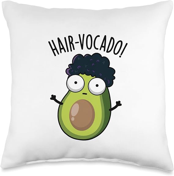 Hair-vocado Funny Avocado Pun Throw Pillow