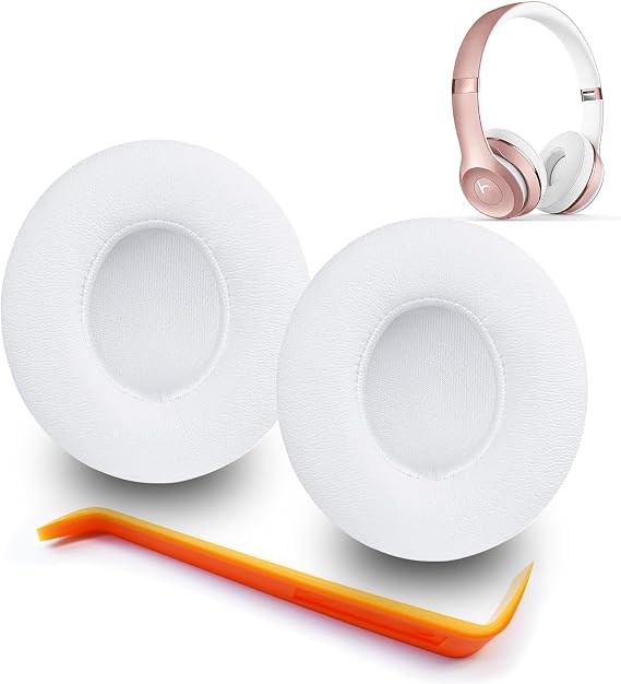 Solo 3 Ear Pads - Replacement Earpads for Beats Solo 2 & Solo3 Headphones (White)