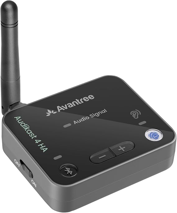 Avantree Audikast 4HA Auracast TV Transmitter for Selected Hearing Aids | Enjoy Personal Volume, Optical & AUX Connections, and Future-Ready Upgrades