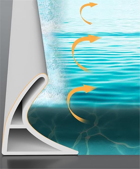 Water Dam for Shower, 1.77 Inch Height Bathroom Self-Adhesive Water Barrier Kitchen Threshold Water Dam, 8.2FT Shower Stopper and Stop Water Keep Dry and Wet Separation Suitable for Bathroom and Kitch