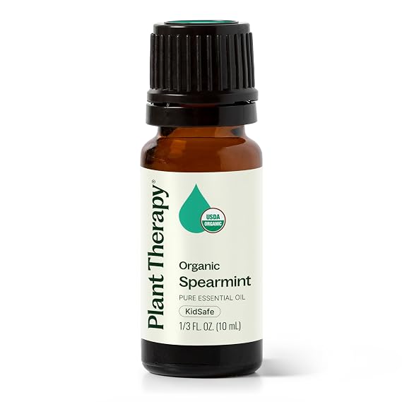 Plant Therapy USDA Certified Organic Spearmint Essential Oil 10 mL (1/3 oz) 100% Pure, Undiluted, Digestive Health, Fresh Scent