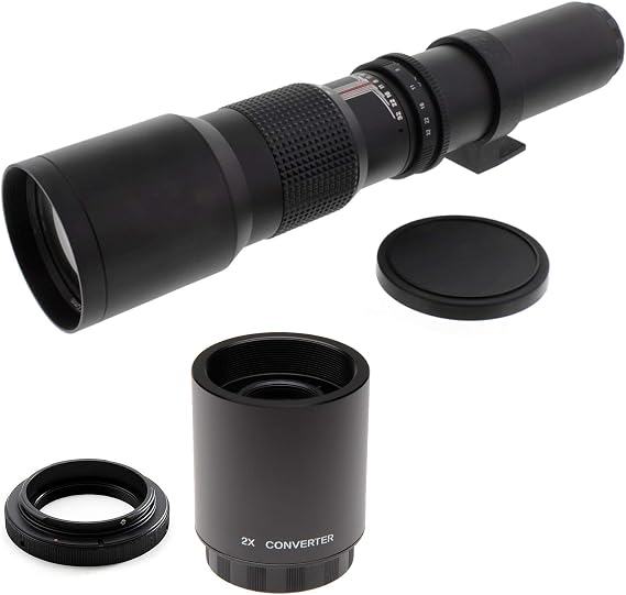 500mm/1000mm f/8 Manual Telephoto Lens for Nikon D5, D4S, DF, D4, D810, D800, D750, D610, D500, D7500, D7200, D7100, D5600, D5500, D5300, D5200, D5100, D3500, D3400, D3300, D3200, DSLR Cameras