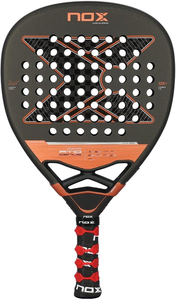 Padel Racket AT10 Genius Attack 12K by Agustin Tapia 2025 | Luxury Series Diamond Pala Padel | Exclusive Spin Technology & NOX Custom Grip | 12K Carbon with MLD Black EVA Core | Elite Pala