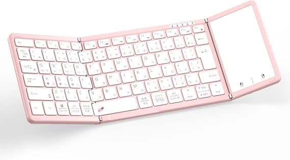Latest ModelOmikamo Bluetooth Folding Wireless Keyboard, JIS Standard Japanese Layout, iPad Keyboard, Smartphone Multi-Pairing, Touchpad, Compatible with iOS/Windows/Android/Mac/Google, Wireless