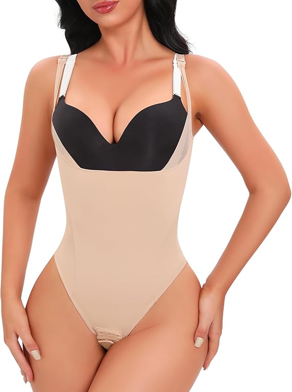 Open Bust Shapewear Bodysuit for Women Tummy Control Thong Body shaper