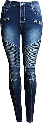Faringoto Motorcycle RiderBiker Jeans for Women Stretch Streetwear Denim Pencil Pants