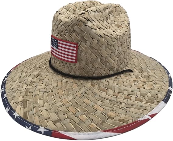 Men's and Wowen's Lifeguard Straw Hat Wide Brim Beach Hat Sun Protection Outdoor Hat for Fishing Hiking