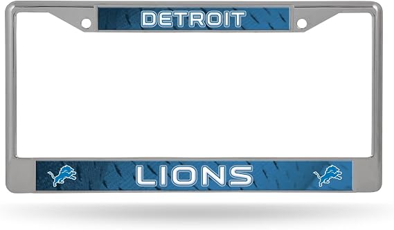Rico Industries NFL Detroit Lions 12" x 6" Silver Chrome Frame W' Decal Insert Car/Truck/SUV Auto Accessory